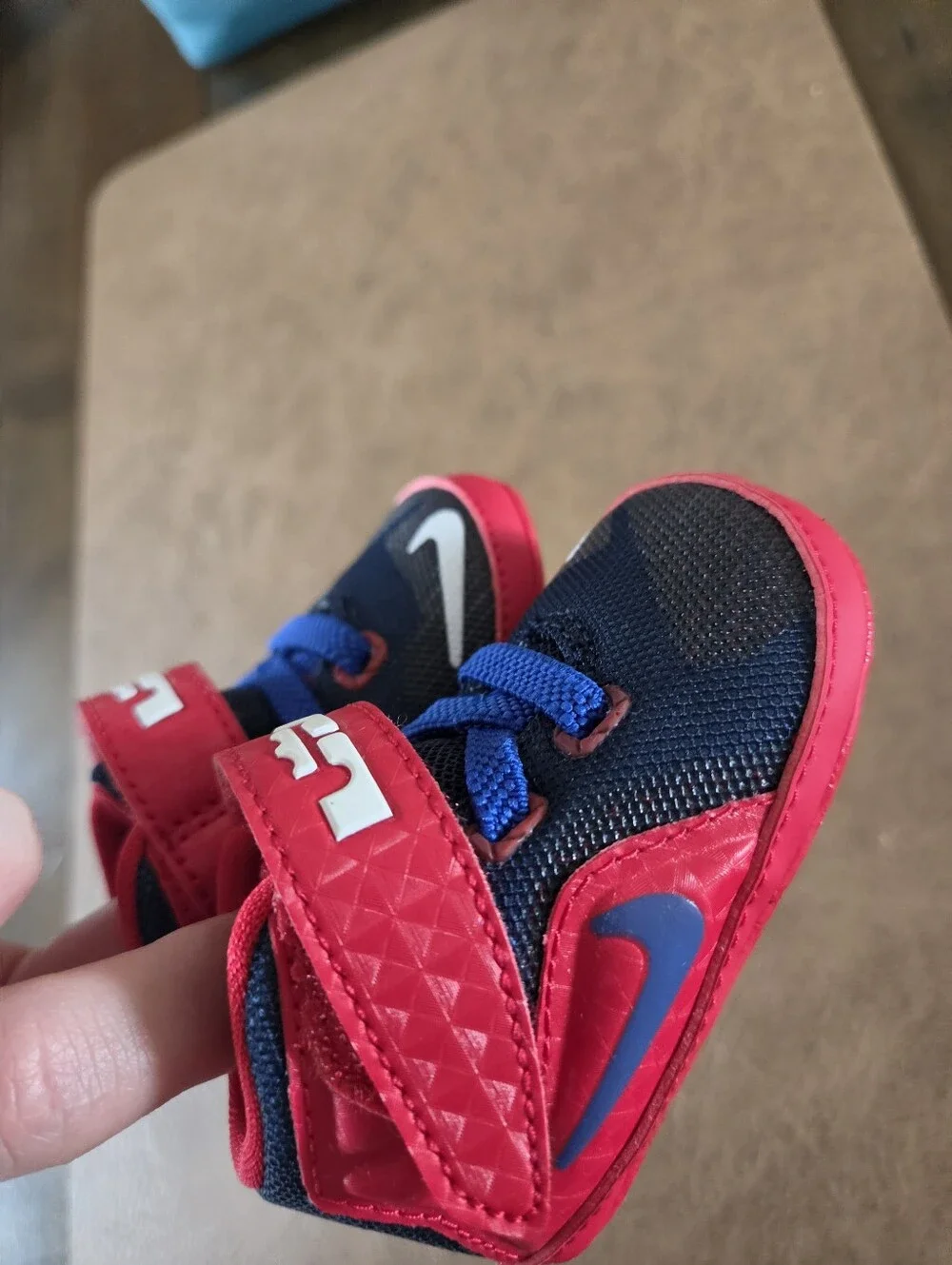 New Nike LeBron 11 Crib Bootie Toddler Shoes Size 1C Navy Blue Red Brand